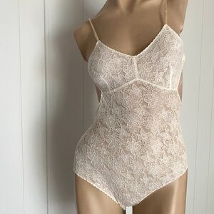 VTG 1960s White Lace Body Suit Dancette Sz xS